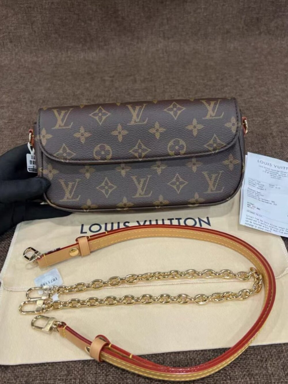 LV Ivy WOC Crossbody Bag Monogram Canvas Two Straps